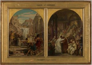 Esquisse pour l'eglise Saint-Ambroise : saint Augustin, au conseil de Carthage, reconcilie les catholiques et les donatistes. by Eugene Lenepveu