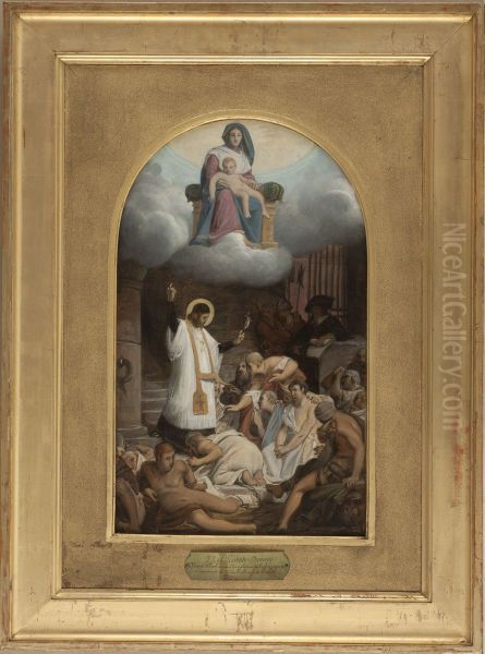 Esquisse pour l'eglise de la Trinite : Saint Vincent de Paul ramenant les galeriens a la foi - view 1