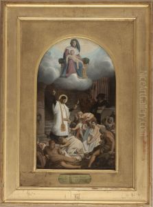 Esquisse pour l'eglise de la Trinite : Saint Vincent de Paul ramenant les galeriens a la foi