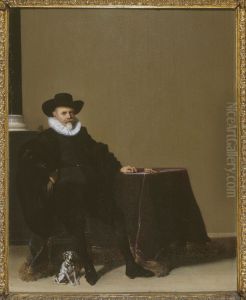 Portrait d'homme en costume de velours noir by Hendrik Gerritsz Pot