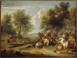 Landscape with cavalry combat Landscape with cavalry combat