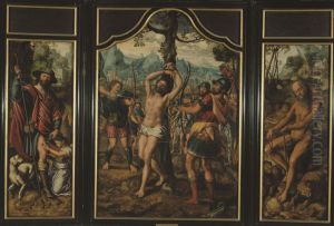 Triptych of the Martyrdom of St Sebastian by Jan Sanders Van Hemessen