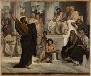 Esquisse pour l'eglise de Courbevoie : Saint Paul l'Areopage by Edouard Debat-Ponsan