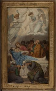 Esquisse pour l'eglise Saint-Sulpice : La Mort de la Vierge by Emile ( Jean Baptiste Philippe) Bin