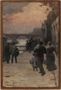 Esquisse pour l'Hotel de Ville de Paris : Le soir a Paris. by Paul Baudouin