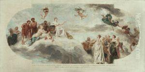 La Ville de Paris recevant le concours de l'agriculture, de l'industrie et des arts - Esquisse pour le salon d'entree de l'Hotel de ville de Paris by Achille-Louis-Joseph Sirouy