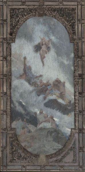 Esquisse pour le plafond du salon d'entree Nord de l'Hotel de Ville de Paris : la Nature inspiratrice et educatrice - view 1