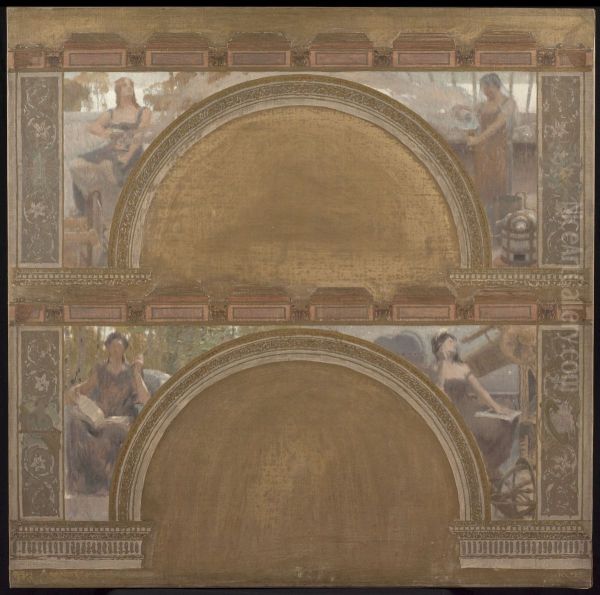 Esquisse pour le salon d'entree nord de l'Hotel de Ville de Paris : La Physique. La Chimie. La Philosophie. L'Astronomie - view 1