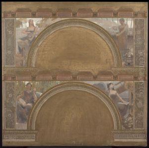 Esquisse pour le salon d'entree nord de l'Hotel de Ville de Paris : La Physique. La Chimie. La Philosophie. L'Astronomie by Henri Bonis