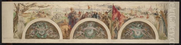 Esquisse pour le salon d'entree de l'Hotel de Ville : Paris et les Hautes Epoques ; L'epoque gallo-franque - view 1