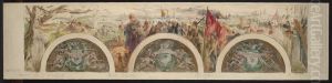Esquisse pour le salon d'entree de l'Hotel de Ville : Paris et les Hautes Epoques ; L'epoque gallo-franque