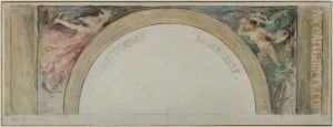 Esquisse pour le salon d'entree de l'Hotel de Ville de Paris : La Litterature et les Beaux-arts by Paul-Louis Delance