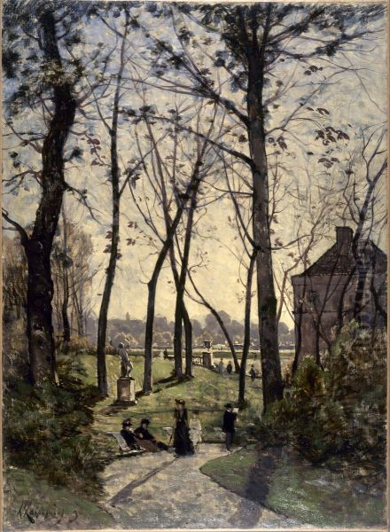 Esquisse pour la galerie des Tourelles de l'Hotel de Ville de Paris : Le jardin du Luxembourg - view 1