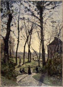 Esquisse pour la galerie des Tourelles de l'Hotel de Ville de Paris : Le jardin du Luxembourg by Henri Harpignies