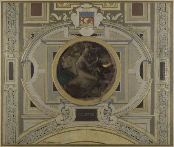 Esquisse pour la voute de la galerie des Metiers de l'Hotel de Ville : Industrie - view 1