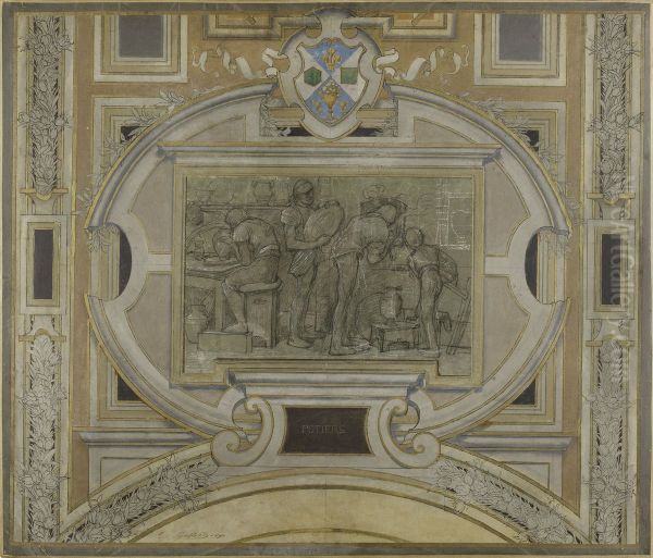 Esquisse pour la voute de la galerie des Metiers de l'Hotel de Ville : Potiers - view 1