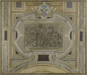 Esquisse pour la voute de la galerie des Metiers de l'Hotel de Ville : Potiers