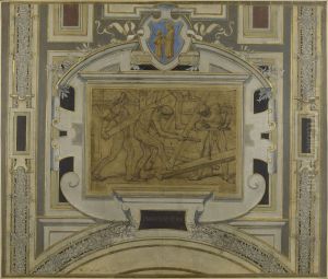 Esquisse pour la galerie des metiers de l'Hotel de Ville : Charpentiers