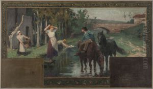 Esquisse pour la mairie d'Arcueil-Cachan : L'abreuvoir by Paul Baudouin