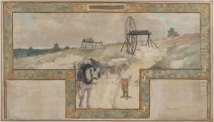 Esquisse pour la salle des mariages de la mairie d'Arcueil-Cachan : Travail en carriere by Auguste Francois-Marie Gorguet