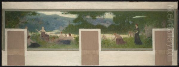 Esquisse pour la mairie de Bagnolet : Paysage d'ete. - view 1