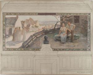 Esquisse de la mairie de Montreuil-sous-Bois : Le printemps - La jeunesse by Auguste Francois-Marie Gorguet