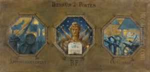 Esquisse pour la salle des mariages de la mairie du 19eme arrondissement : L'Approvisionnement, le vote, l'outillage by Henri Gervex