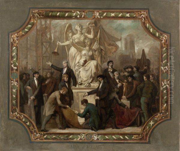 Esquisse pour la salle des mariages de la mairie du 19eme arrondissement : Allegorie des Arts (plafond) - view 1