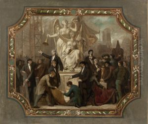 Esquisse pour la salle des mariages de la mairie du 19eme arrondissement : Allegorie des Arts (plafond)
