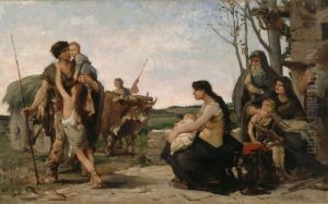 Esquisse pour la salle des mariages de la mairie du 2eme : La Famille by Georges Moreau de Tours