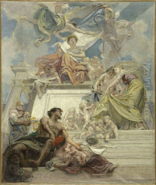 Esquisse pour l'escalier d'honneur de la la mairie du 3eme : La Ville de Paris instruisant ses enfants (plafond) - view 1
