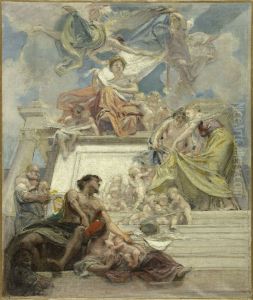 Esquisse pour l'escalier d'honneur de la la mairie du 3eme : La Ville de Paris instruisant ses enfants (plafond)