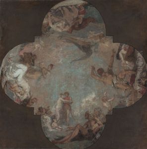 Esquisse pour le plafond de la salle des mariages de la mairie du 4eme : Le Mariage by Fernand Cormon