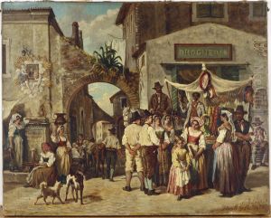 Marchands ambulants a Tivoli by Auguste Dutuit