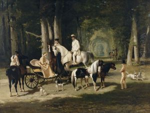 Monsieur et Madame Mosselman et leurs deux filles by Alfred De Dreux