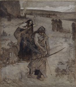 La chasse, esquisse pour l'amphitheatre de paleontologie du Museum d'histoire naturelle de Paris
