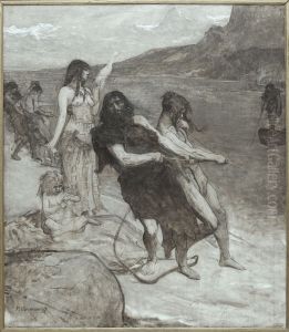 La peche, esquisse pour l'amphitheatre de paleontologie du Museum d'histoire naturelle de Paris