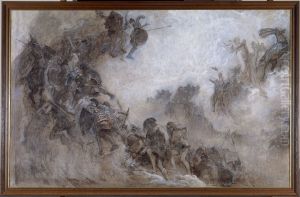 Esquisse pour le plafond de l'amphitheatre de paleontologie du Museum d'histoire naturelle de Paris : Les Races humaines (Plafond)