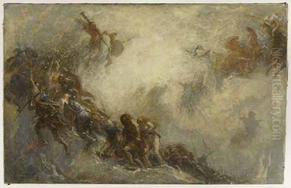 Esquisse pour l'amphitheatre de paleontologie du Museum d'histoire naturelle de Paris : les Races humaines (Plafond) - view 1