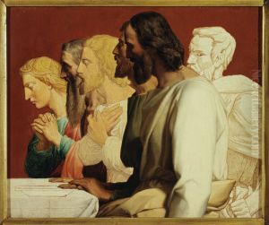 group of Apostles at the Last Supper (facing left) by Alphonse Perin