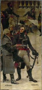 Le Panorama du siecle : Kleber et Monge, entoures de personnalites de la Revolution francaise by Henri Gervex