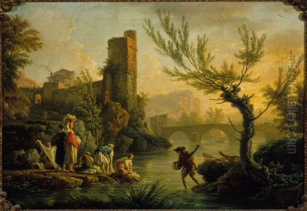 Paysage avec des lavandieres - view 1