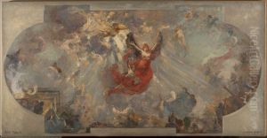 Esquisse pour la galerie Sud du Petit Palais : Apotheose (plafond central) by Alfred Philippe Roll