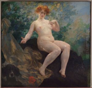 En ete, Femme au chien by Alfred Philippe Roll