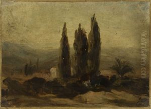 Les trois cypres by Felix Ziem