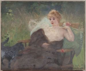 Portrait of MissAmelie Dieterle, in 1913. Title :In June, Amelie Dieterle. by Alfred Philippe Roll