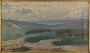 Une mare dans les dunes, le soir, Siouville by Alphonse Osbert
