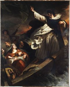 Saint Thomas d'Aquin prechant la confiance en Dieu pendant la tempete