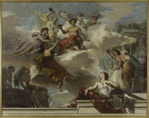 Esquisse pour la mairie du 12eme : Le triomphe de Bacchus (plafond du grand escalier) by Alexis-Joseph Mazerolle