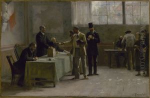 Esquisse pour la mairie des Lilas : Le suffrage universel by Alfred-Henri Bramtot
